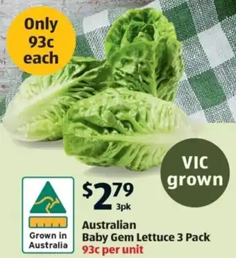 ALDI Australian Baby Gem Lettuce 3 Pack offer