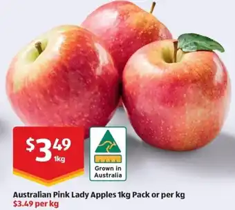ALDI Australian Pink Lady Apples 1kg Pack or per kg offer