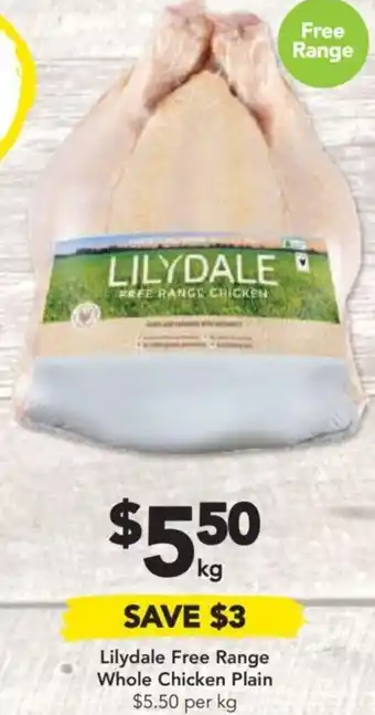 Drakes Lilydale Free Range Whole Chicken Plain offer