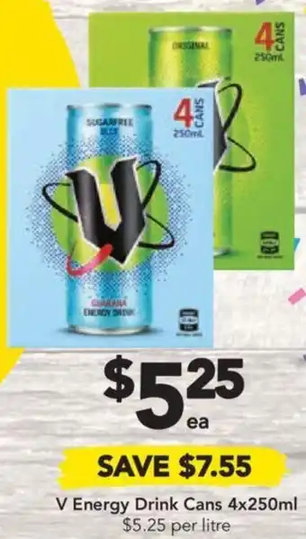 Drakes V Energy Drink Cans 4x250ml offer