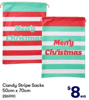 BIG W Candy Stripe Sacks 50cm x 70cm offer