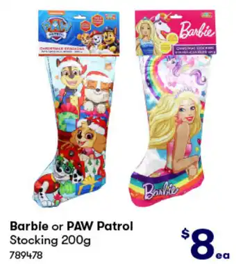 BIG W Barbie or PAW Patrol Stocking 200g offer
