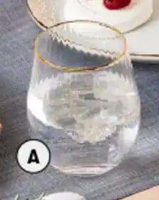 BIG W 4-Pack Gold Rim Ribbed Stemless Wine Glass offer