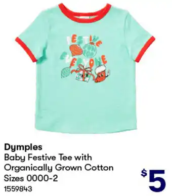 BIG W Dymples Baby Festive Tee with Organically Grown Cotton offer