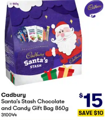 BIG W Cadbury Santa's Stash Chocolate and Candy Gift Bag 860g offer