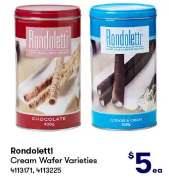 BIG W Rondoletti Cream Wafer Varieties offer