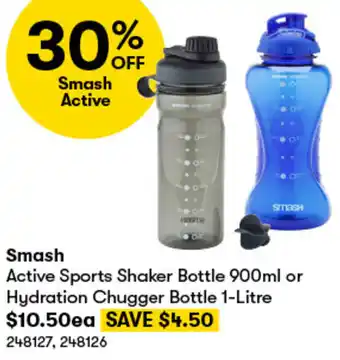 BIG W Smash Active Sports Shaker Bottle 900ml or Hydration Chugger Bottle 1-Litre offer