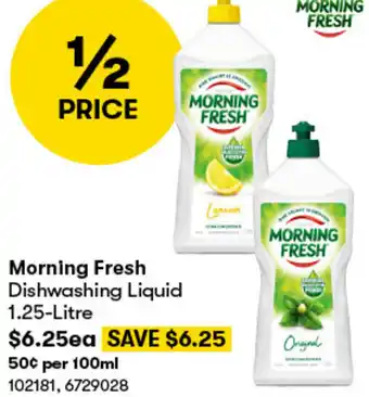 BIG W Morning Fresh Dishwashing Liquid 1.25-Litre offer