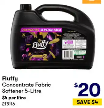 BIG W Fluffy Concentrate Fabric Softener 5-Litre offer