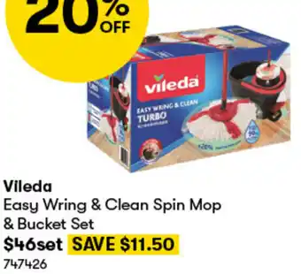 BIG W Vileda Easy Wring & Clean Spin Mop & Bucket Set offer