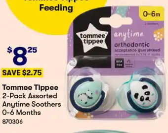 BIG W Tommee Tippee 2-Pack Assorted Anytime Soothers 0-6 Months offer