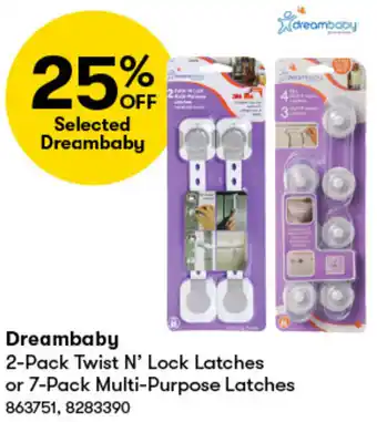BIG W Dreambaby 2-Pack Twist N' Lock Latches or 7-Pack Multi-Purpose Latches offer