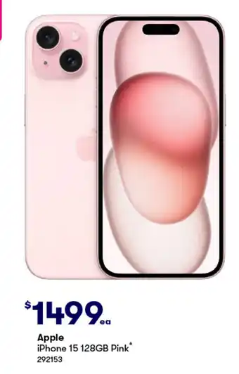BIG W Apple iPhone 15 128GB Pink offer