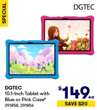 BIG W DGTEC 10.1-Inch Tablet with Blue or Pink Case offer