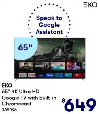 BIG W EKO 65 4K Ultra HD Google TV with Built-in Chromecast offer