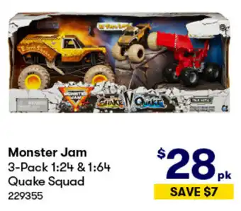 BIG W Monster Jam 3-Pack 1:24 & 1:64 Quake Squad offer
