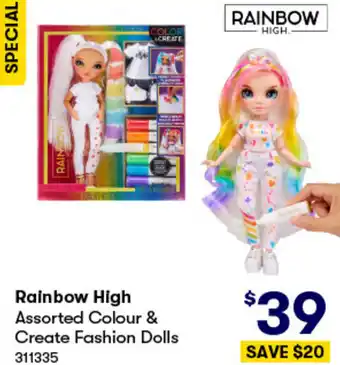 BIG W Rainbow High Assorted Colour & Create Fashion Dolls offer