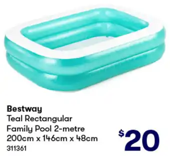 BIG W Bestway Teal Rectangular Family Pool 2-metre 200cm x 146cm x 48cm offer