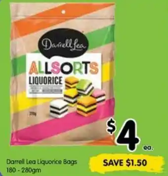 Spar Darrell Lea Liquorice Bags 180-280gm offer
