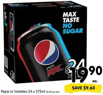 Spar Pepsi or Varieties 24 x 375ml offer