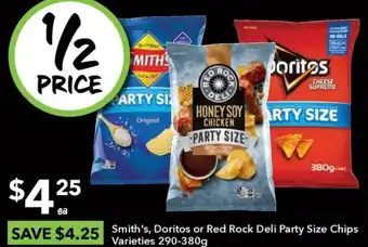 Ritchies Smith's, Doritos or Red Rock Deli Party Size Chips Varieties 290-380g offer