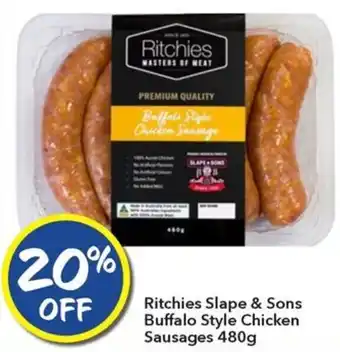 Ritchies Ritchies Slape & Sons Buffalo Style Chicken Sausages 480g offer