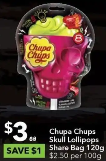 Chupa Chups Skull Lollipops Share Bag 120g