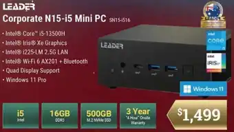 Leader Computers LEADER Corporate N15-i5 Mini PC offer