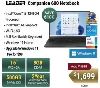 LEADER Companion 600 Notebook