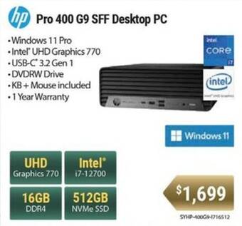Leader Computers hp Pro 400 G9 SFF Desktop PC offer