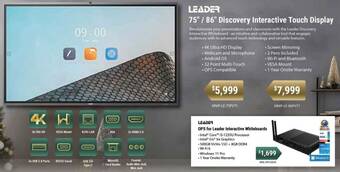 Leader Computers 75 / 86 Discovery Interactive Touch Display offer