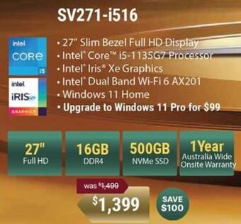 Leader Computers SV27-i516 offer