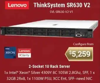 Leader Computers Lenovo ThinkSystem SR630 V2 offer
