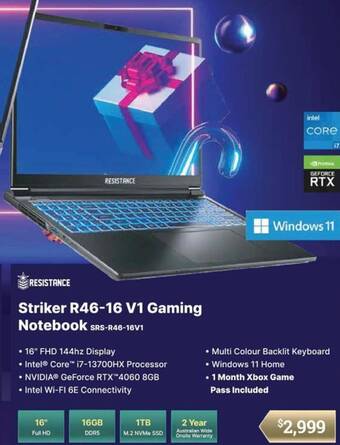 Leader Computers Striker R46-16 V1 Gaming Notebook SRS-R46-16V1 offer