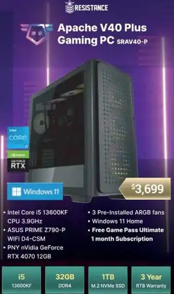 Apache V40 Plus Gaming PC SRAV40-P