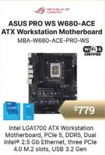 Leader Computers ASUS PRO WS W680-ACE ATX Workstation Motherboard offer