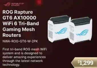 Leader Computers ROG Rapture GT6 AX10000 WiFi 6 Tri-Band Gaming Mesh Routers offer