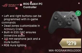 Leader Computers ROG Raikiri PC Controller offer
