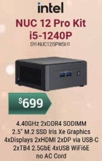 Leader Computers NUC 12 Pro Kit i5-1240P offer