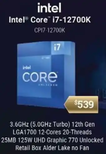 Leader Computers Intel Core i7-12700K offer