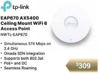 Leader Computers EAP670 AX5400 Ceiling Mount WiFi 6 Access Point offer