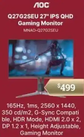 Q27G2SEU 27 IPS QHD Gaming Monitor