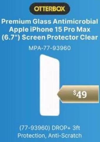 Leader Computers Premium Glass Antimicrobial Apple iPhone 15 Pro Max (6.7) Screen Protector Clear offer
