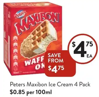 Foodworks Peters Maxibon Ice Cream 4 Pack offer