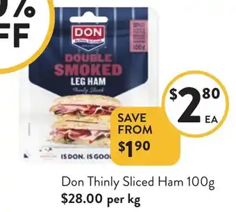 Foodworks Don Thinly Sliced Ham 100g offer
