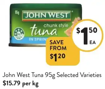 Foodworks John West Tuna 95g offer
