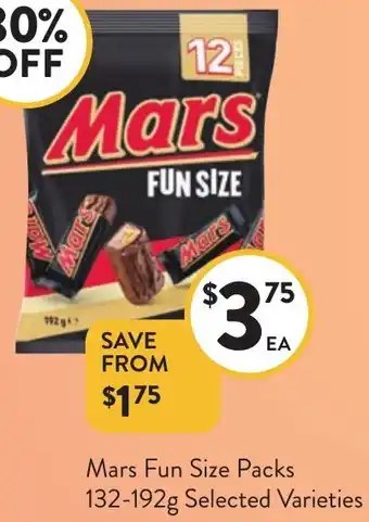 Foodworks Mars Fun Size Packs 132-192g offer