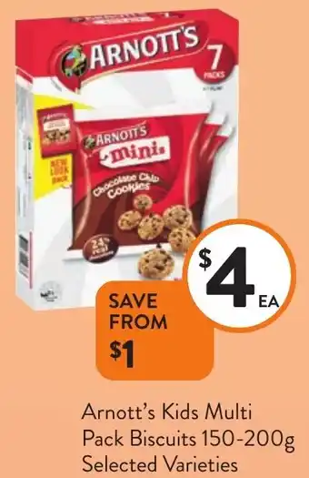 Foodworks Arnott's Kids Multi Pack Biscuits 150-200g offer