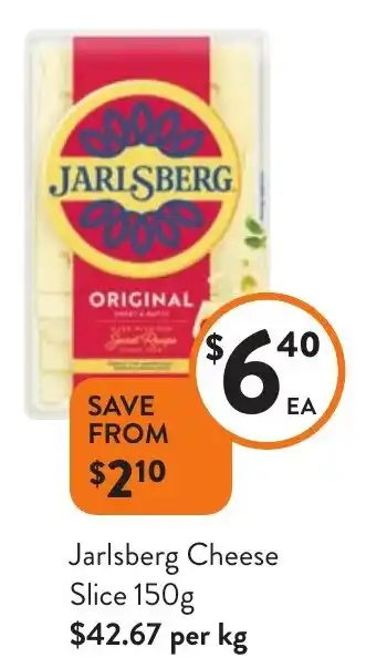 Foodworks Jarlsberg Cheese Slice 150g offer