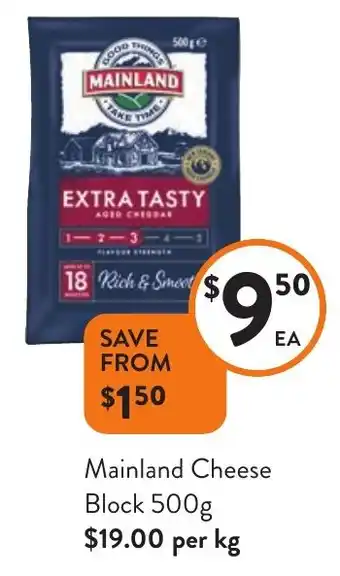 Foodworks Mainland Cheese Block 500g offer